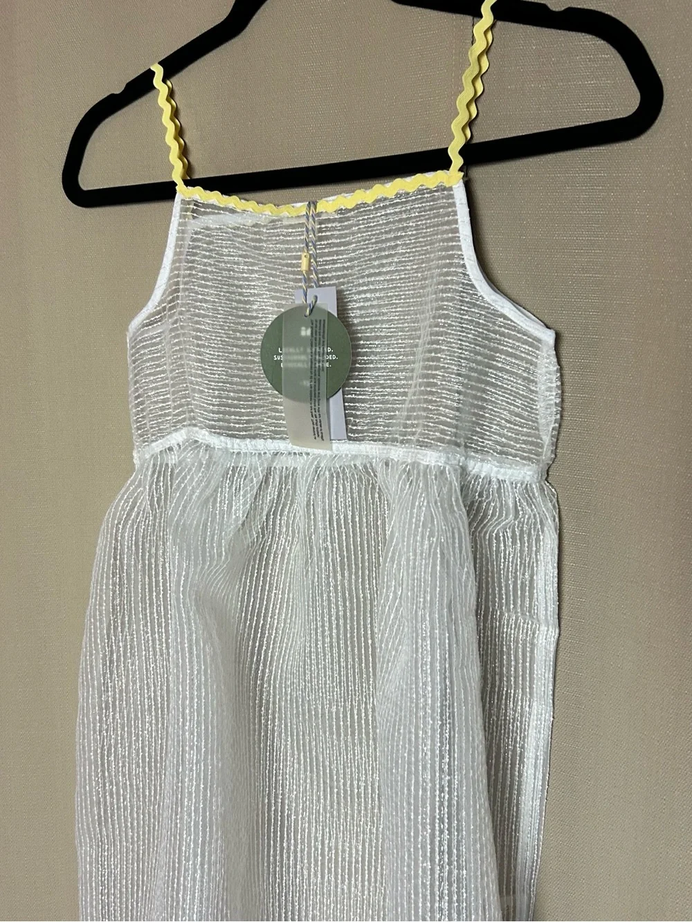 Sheer White Sundress with Yellow Trim